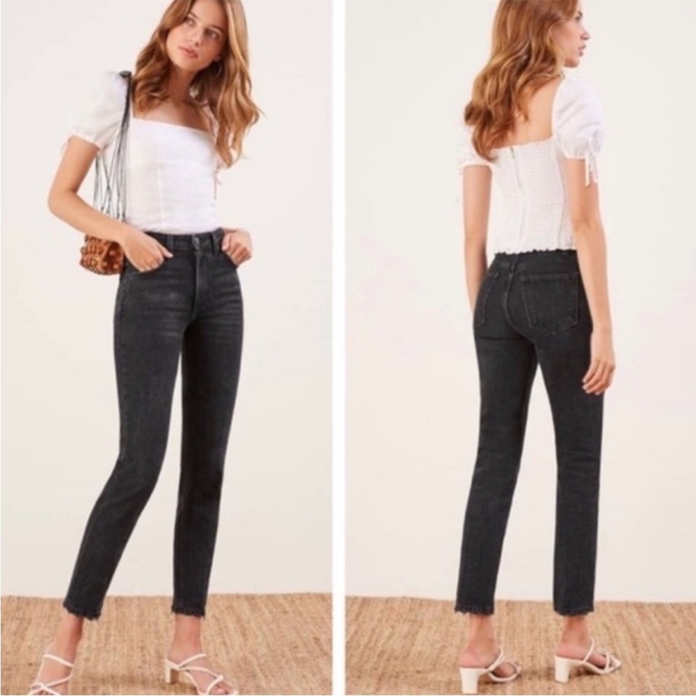 Reformation Julia High Jeans Size 25 Black Twee Preppy Minimalist Cigarette